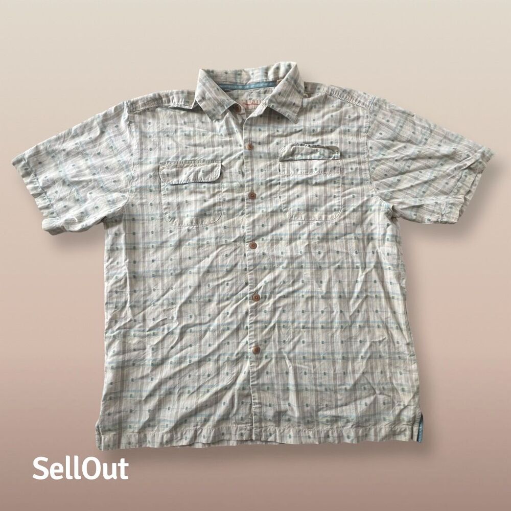 Tommy Bahama Men's Plaid Silk Blend Button-Up Shirt Size L